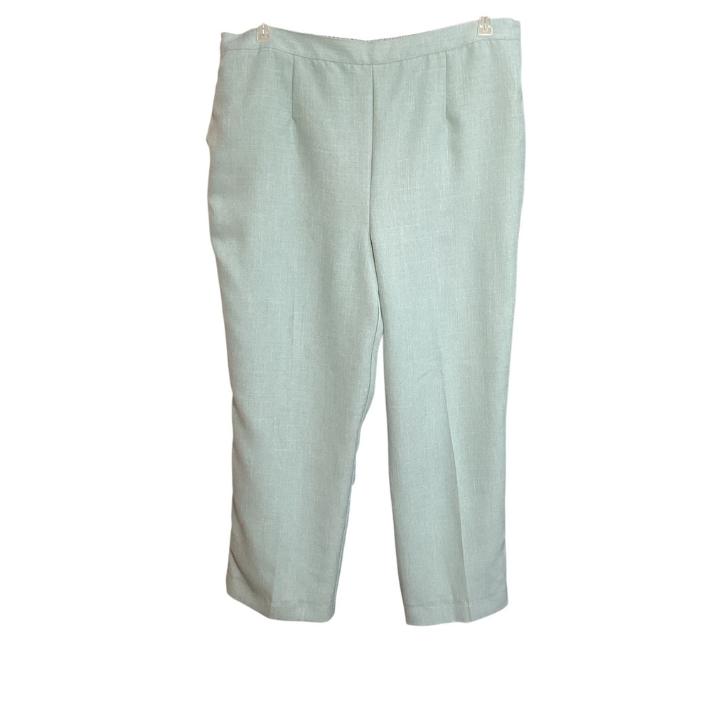 Alfred Dunner Women Pants Size 16W Light Green Elastic Waist Trousers Pockets - Picture 2 of 9